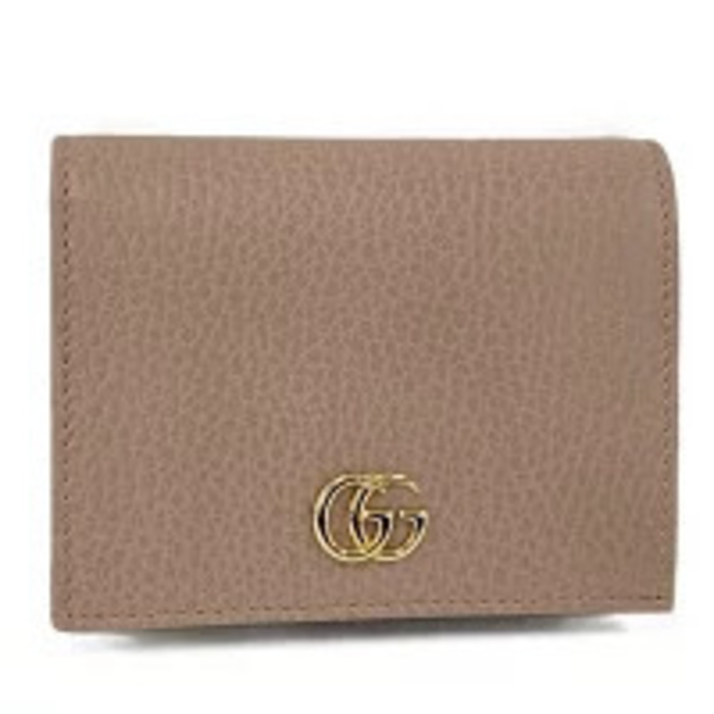 Gucci Bi fold Wallet GG Marmont Leather Pink Beige Cream